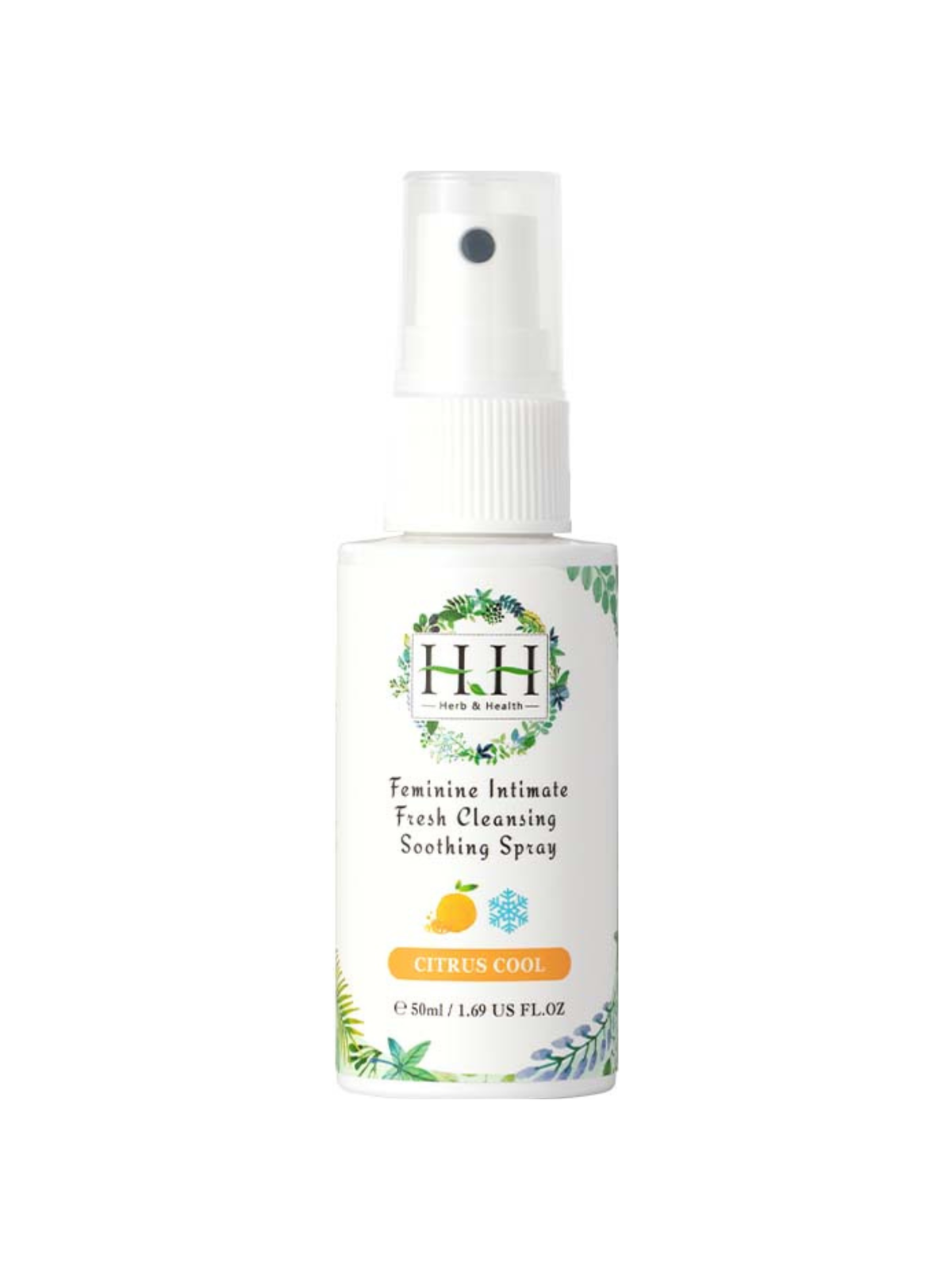 HH Feminine Intimate Fresh Cleansing Soothing Spray (Citrus Cool) 50ml – pH 3.8 Balanced & 360° Instant Odor Relief
