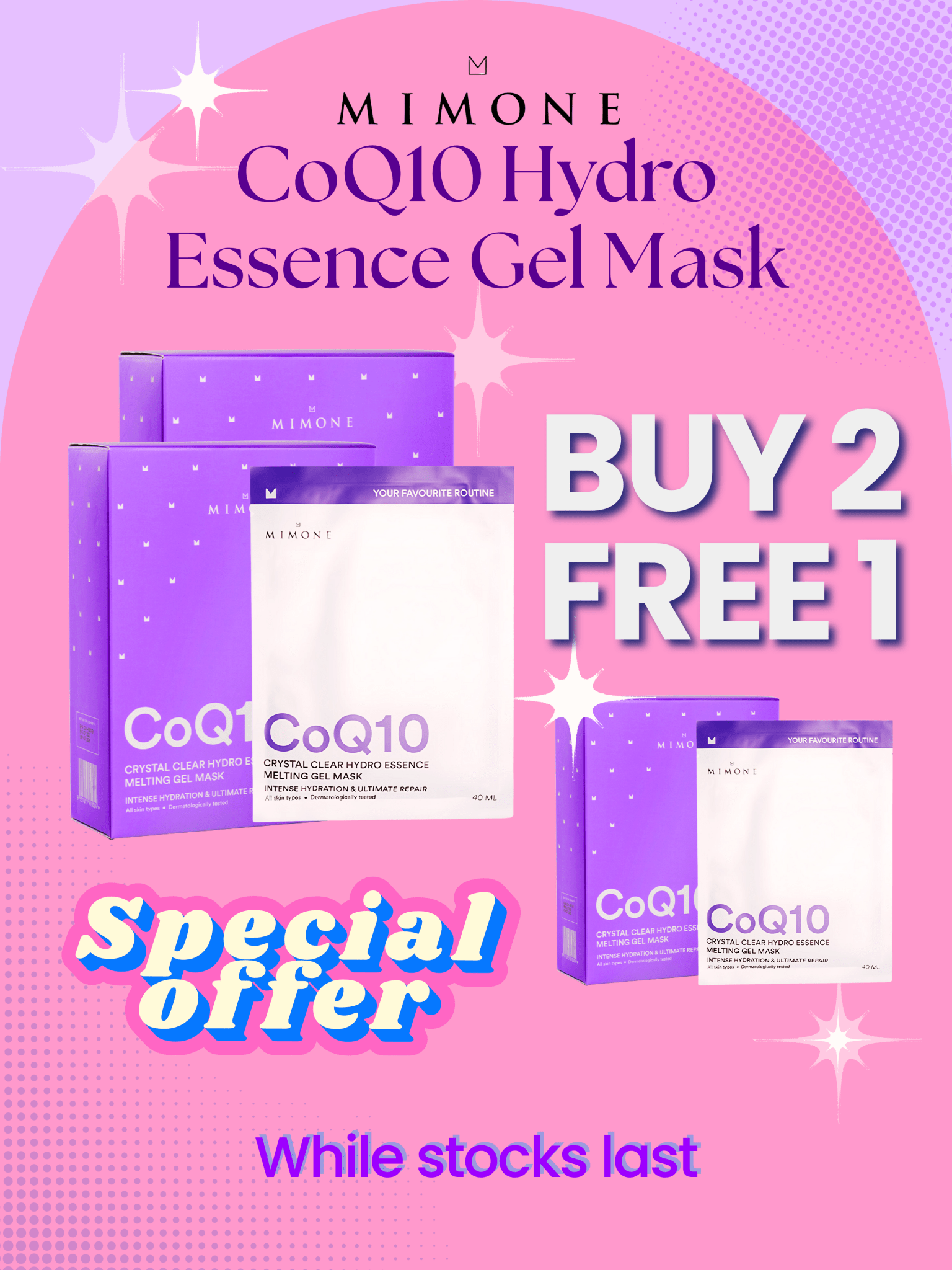 BUY 2 FREE 1 - MIMONE CoQ10 Hydro Essence Gel Mask (9 Pieces) - The Fonz - Le Charme