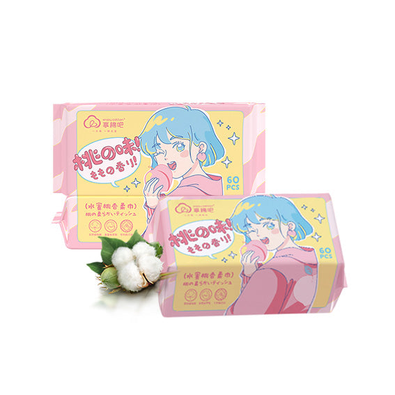 Enjoy Cotton Soft Facial Towel (60 sheets)- Peach