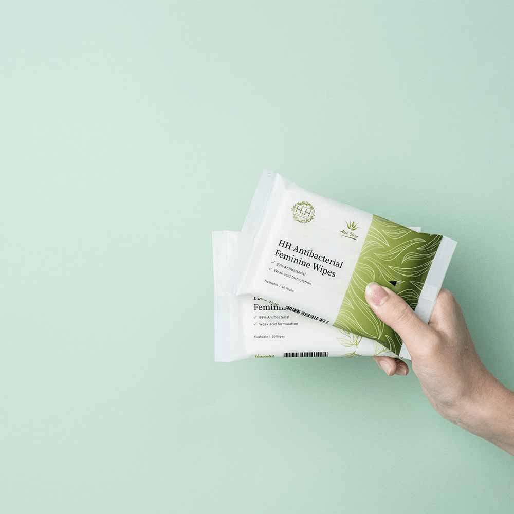 HH Antibacterial Feminine Wipes (Aloe Vera) - 5 Pack / 10 Piece Each - The Fonz - Le Charme