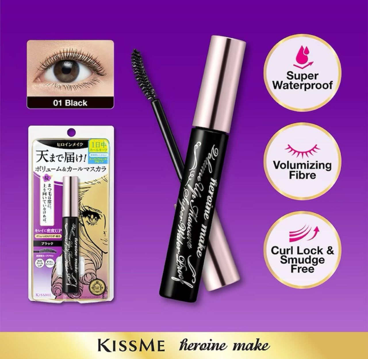 KISSME - BLACK Volume UP Mascara Super Waterproof (37g) - The Fonz - Le Charme